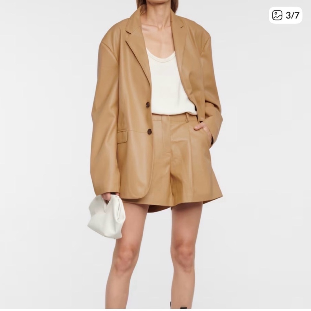 The Frankie shop Olympia Camel Leather Blazer Jacket - Women